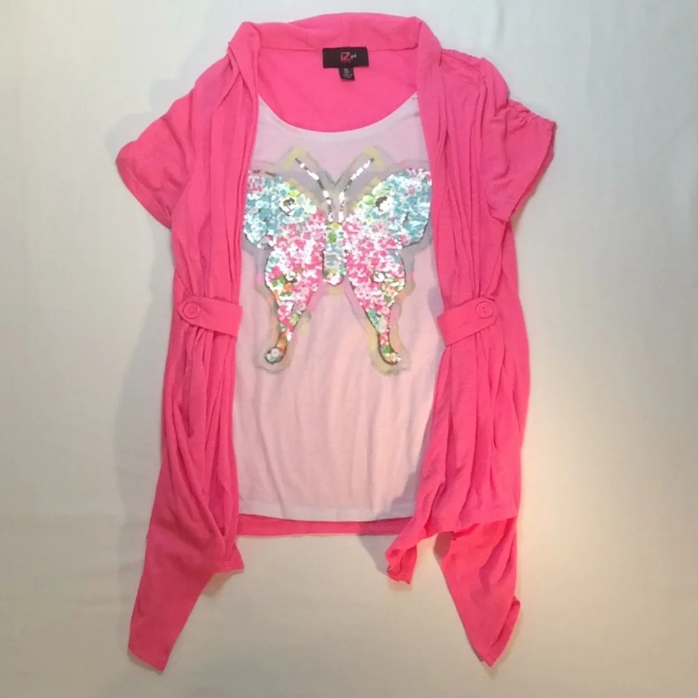Fashion Butterfly Girls Short Sleeve Top